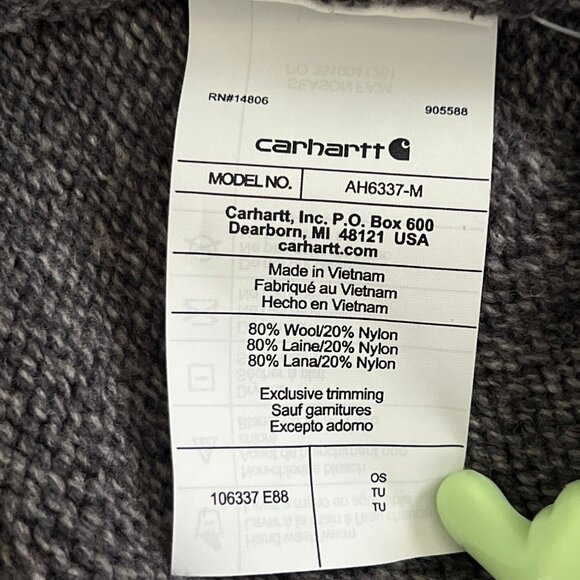 Carhartt NWT Wool Knit Beanie OS Gray Rib Cuff Quality Patch Workwear Gorpcore - Picture 3 of 6